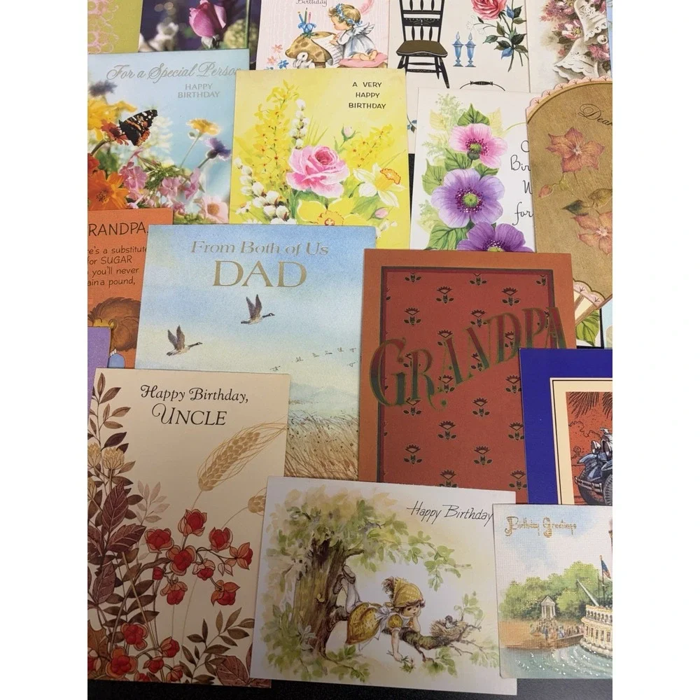 Vintage Birthday Cards Some Fronts ONLY Scrapbooking Crafts Decoupage Lot of 50+